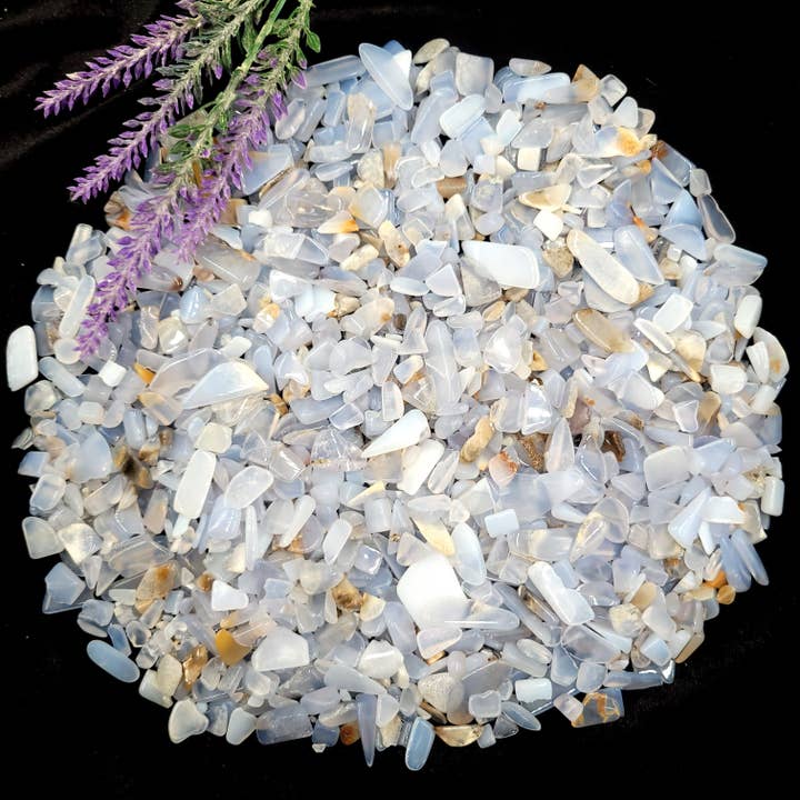 Blue Chalcedony Tumbled Chips - 1 kg for wholesale by Funky Stuff