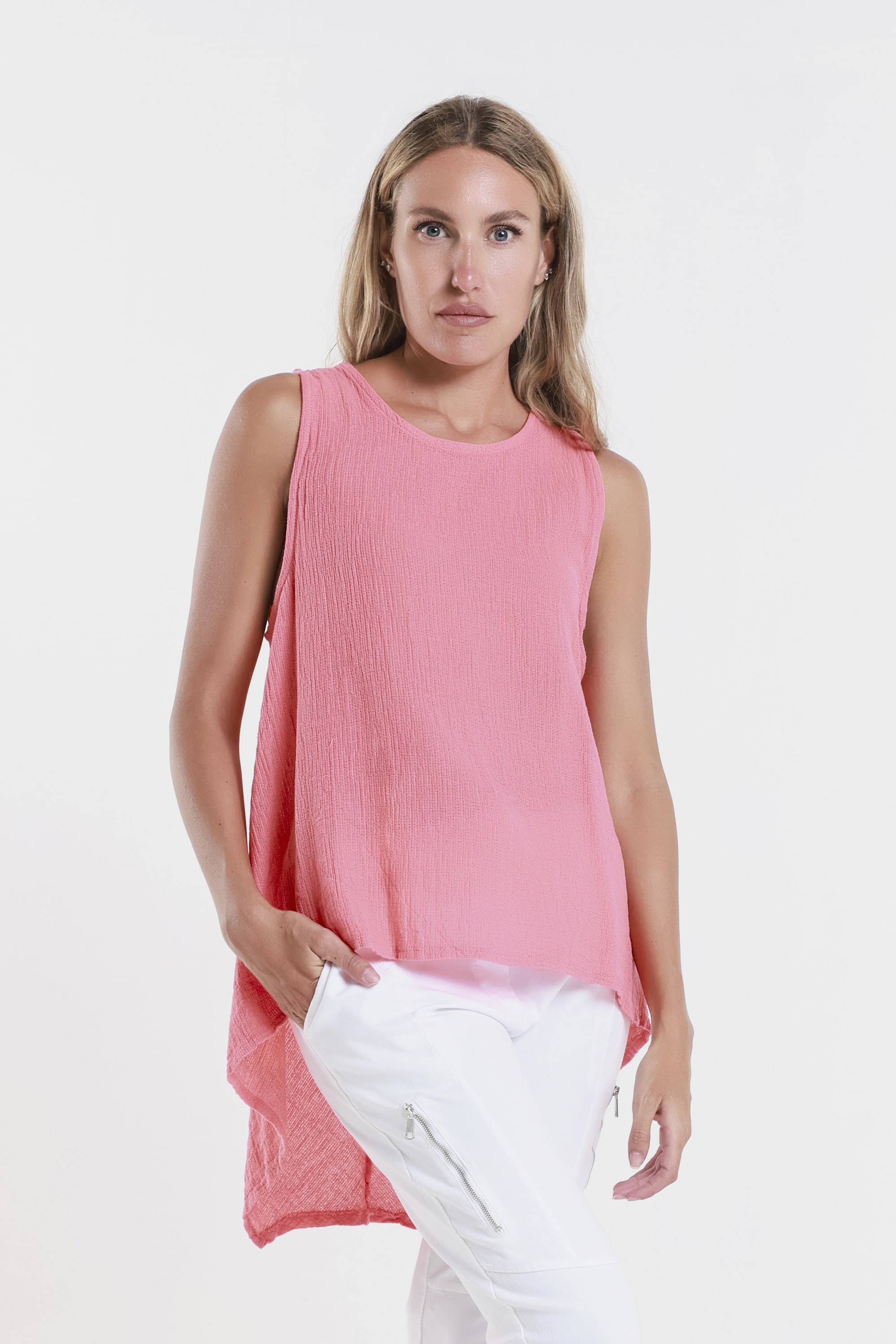 TINA Stephens Italy/Tees By Tina - Wholesale Tank Top - Women's - Lexa Lin-Co Tunic Tank (BT117)33