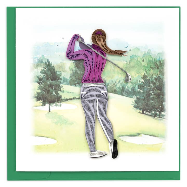Quilling Card - Wholesale Everyday Greeting Card - Female Golfer