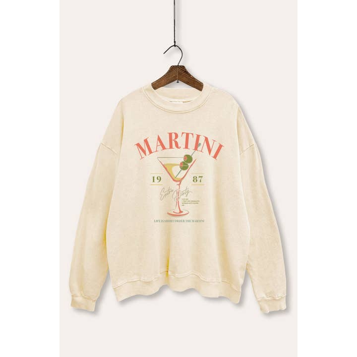 MARTINI 1987 GRAFISK MINERALTVÄTTAD SWEATSHIRT för wholesale av VINTAGE POINT USA