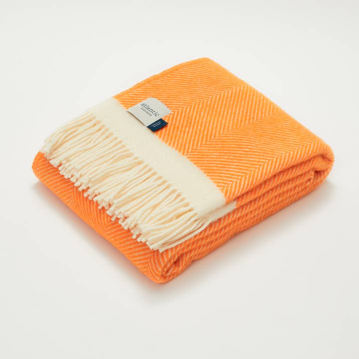 Orange Herringbone Wool Blanket for wholesale by Atlantic Blankets