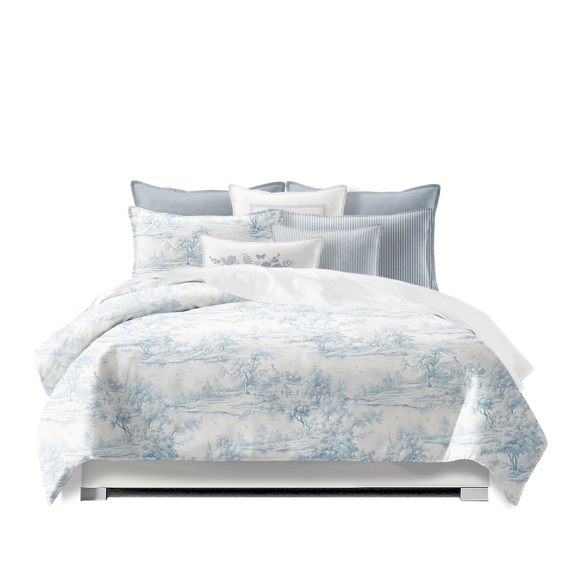 6ix Tailors Fine Linens - Wholesale Bedding Set - Rustic Cabin Toile Cornflower Designer Coverlet Set0
