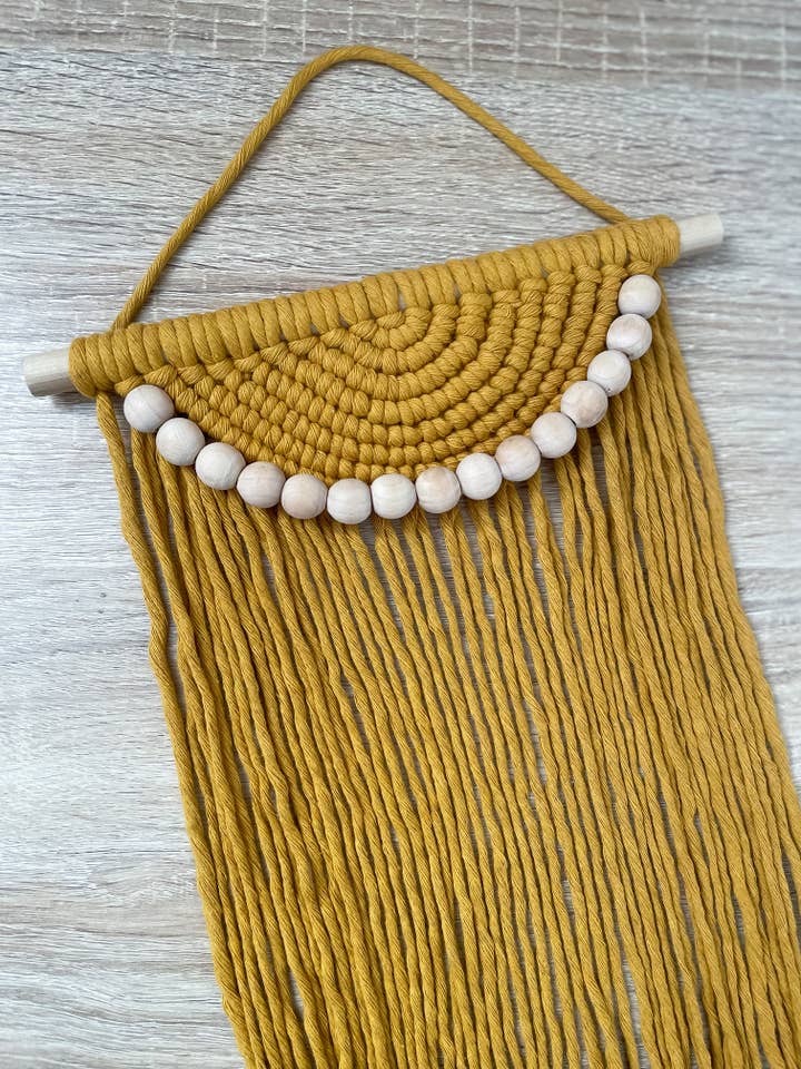 Macrame Wall Hanging - With Wood Beads for wholesale by Knotty Mama Studios