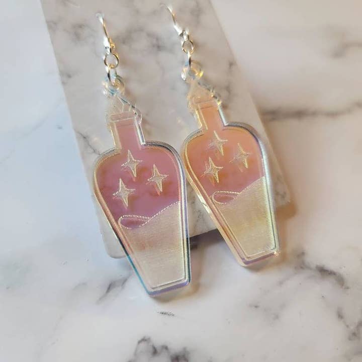 Fallen Pine Studio - Wholesale Dangle Earrings - Iridescent Starry Potion Bottles