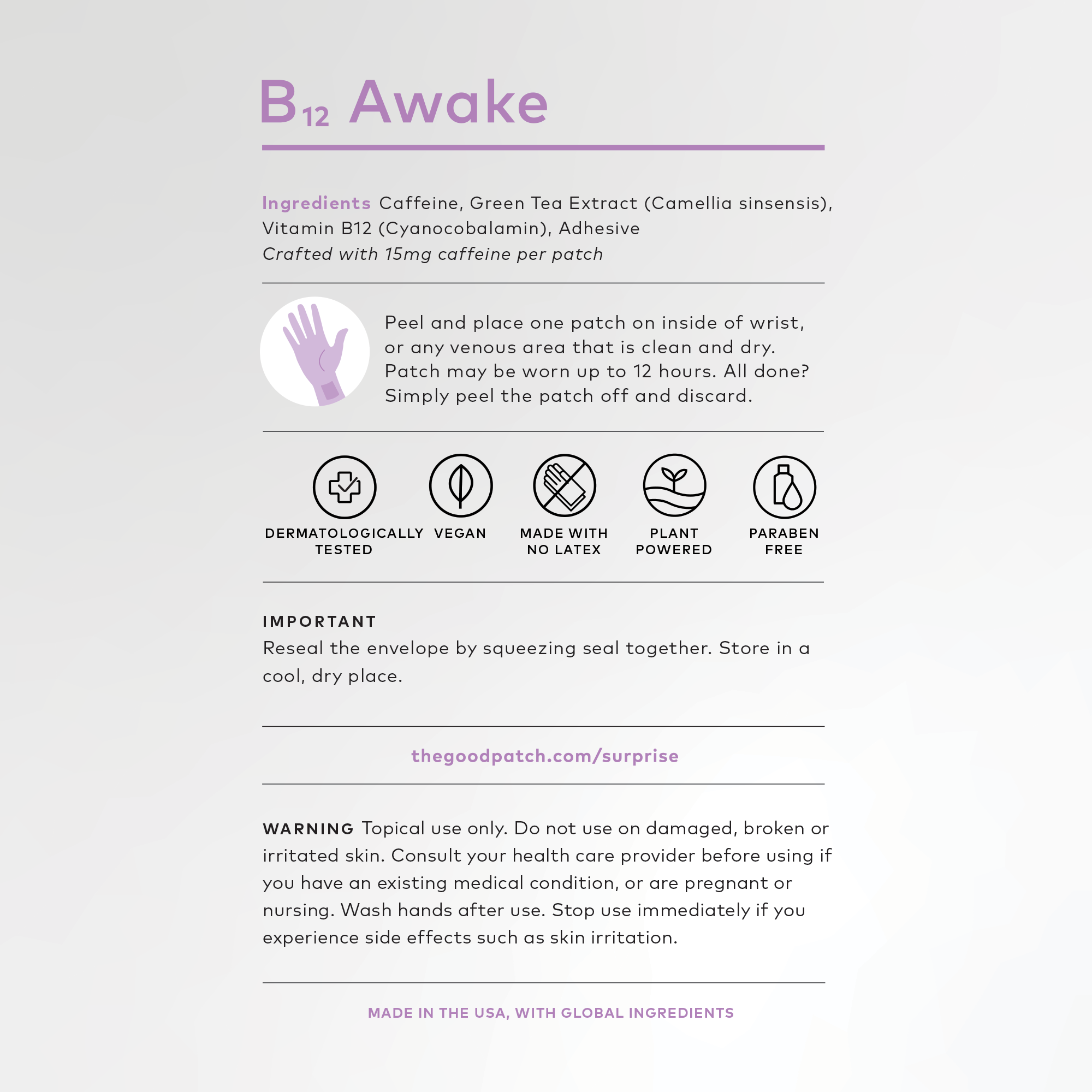 The Good Patch - Wholesale Oral Supplement/Vitamin - B12 Awake Wearable Wellness Patch7