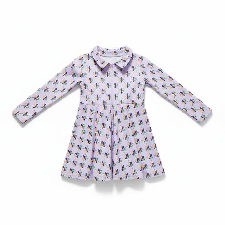 Langærmet Activewear-kjole med Krave - Mardi Gras Fleur De Lis for engroshandel hos ntrl co.