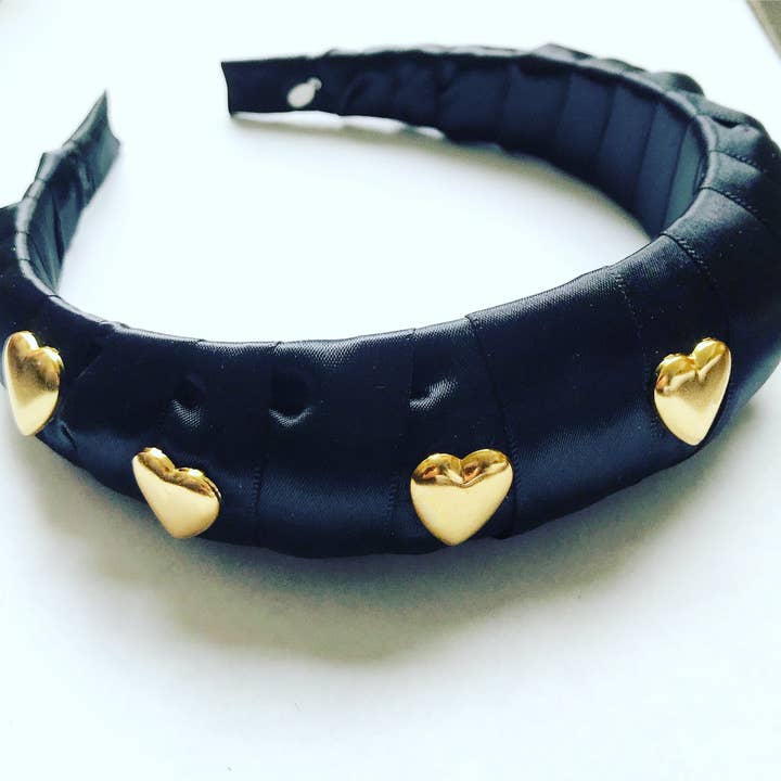 Satin Heart Padded Headband for wholesale by Hettie Hair Accessories