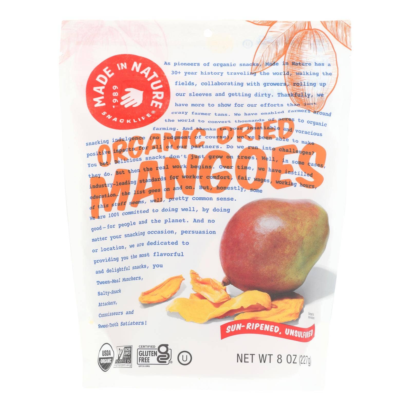 Everyday Supply Co - Wholesale Dried/Dehydrated Fruit - Made In Nature - Mango Dried - Case Of 6-8 Oz0
