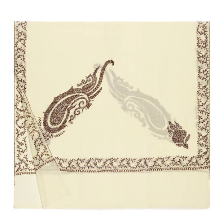 Scialle in pashmina - bianco crema e rosa per la vendita all'ingrosso da parte di COCHIC