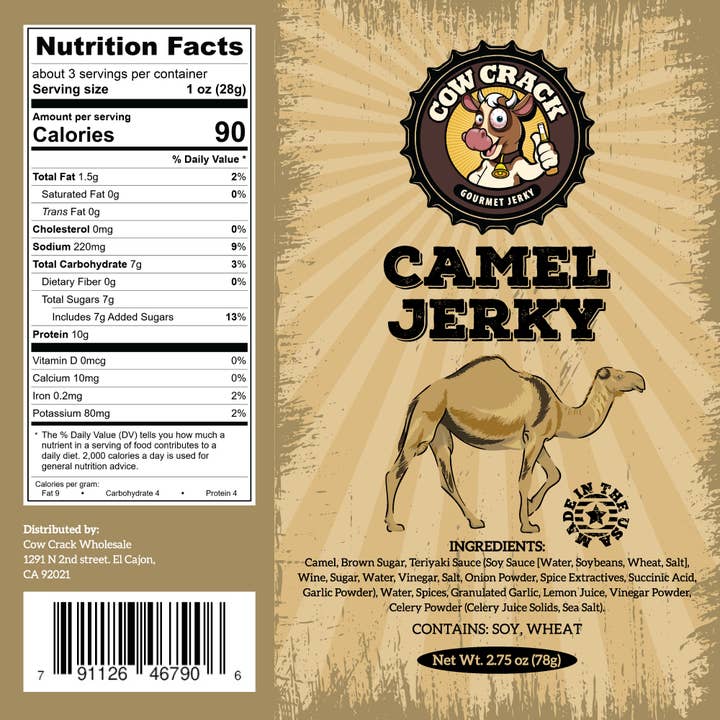 Cow Crack Wholesale - Wholesale Jerky - Cow Crack Camel Jerky 2.75 oz