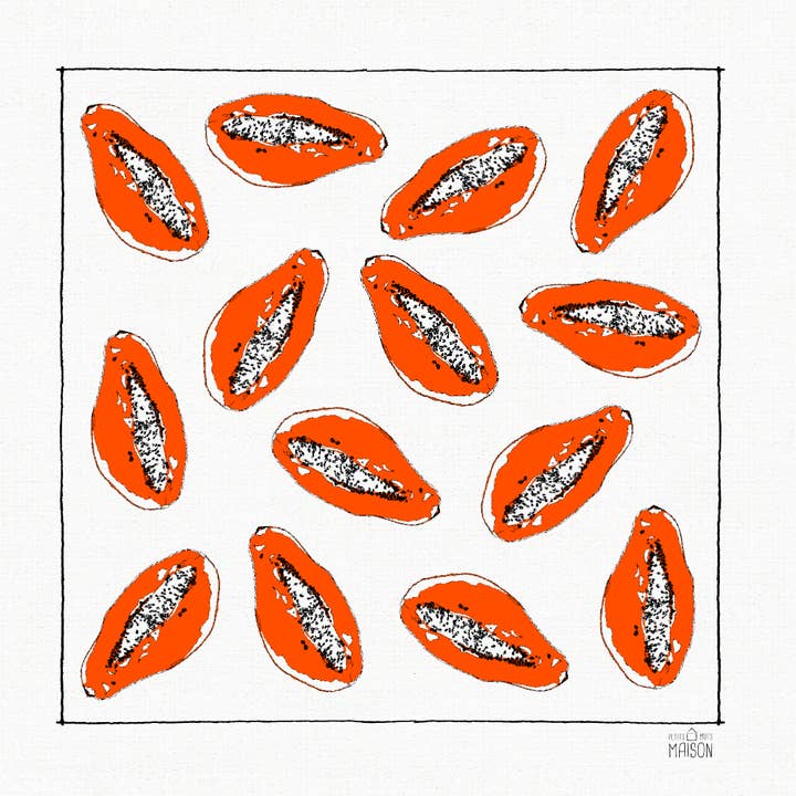 Papaya Cotton Tea Towel for wholesale by Petits Mots
