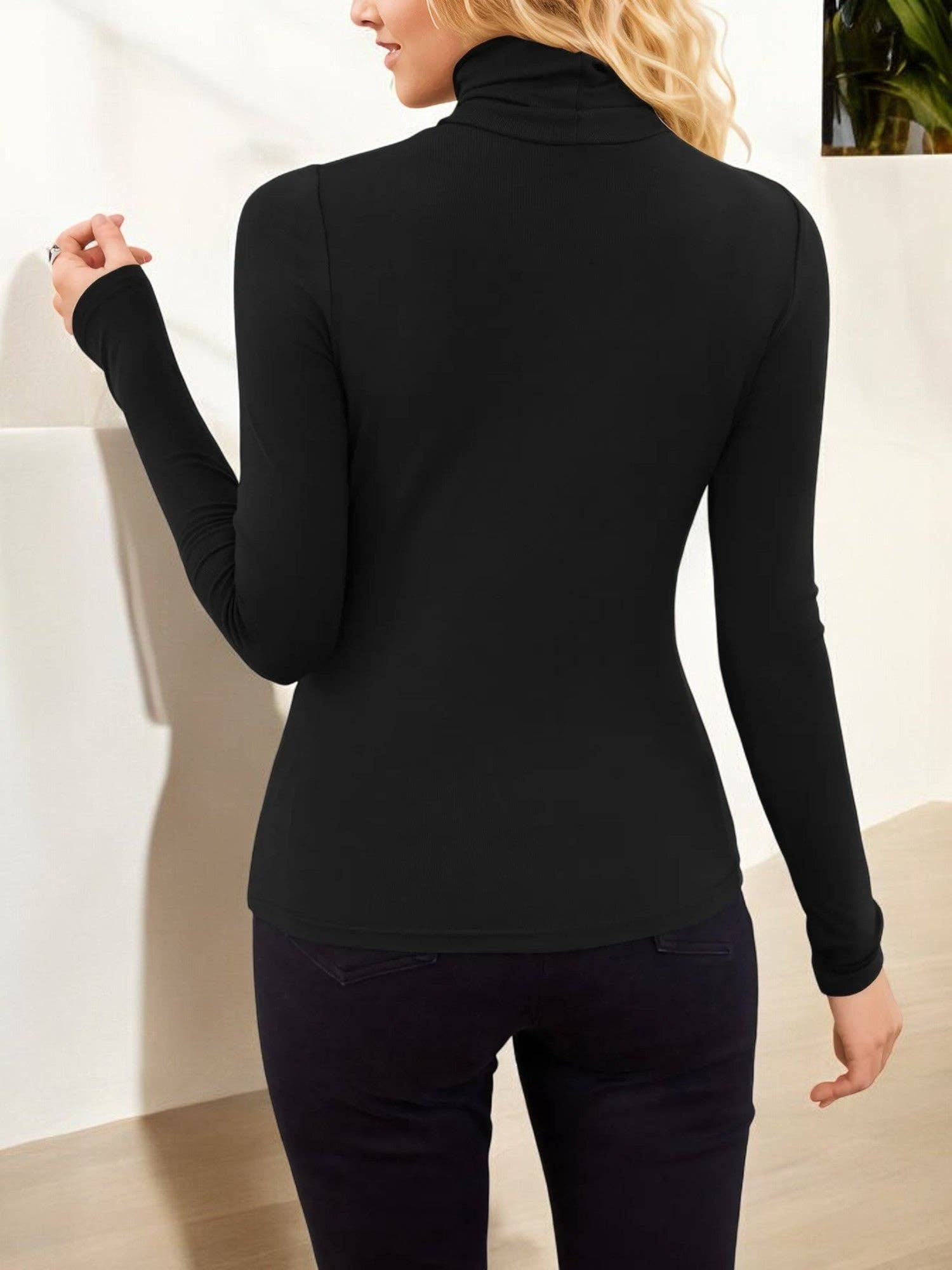 Anna Kaci Wholesale - Wholesale Knit Top - Women's - Fitted Long Sleeve Turtleneck Top with Stretch Fabric8