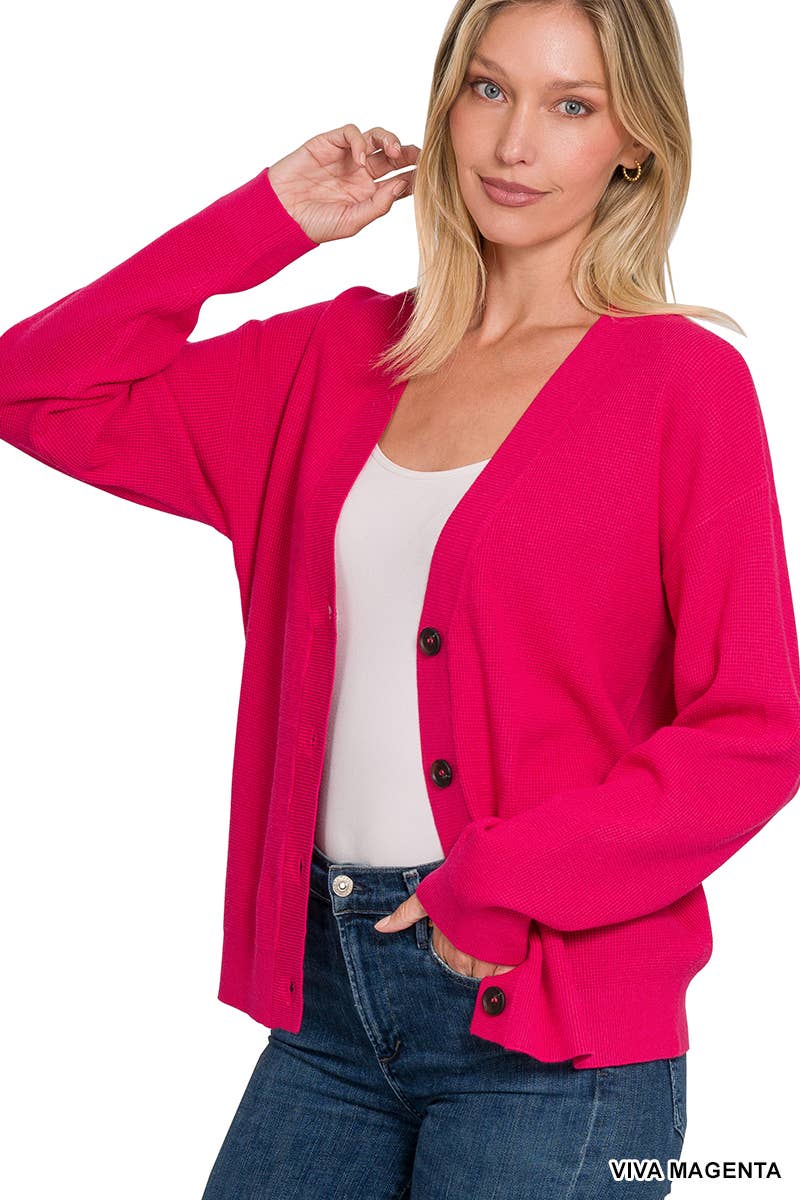42POPS - Wholesale Cardigan - Women's - .Drop Shoulder Button Front Sweater Cardigan15