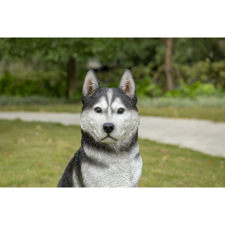 Hi-Line Gift Ltd. - Wholesale Outdoor Ornament/Decor - Large Black & White Siberian Husky Sitting4