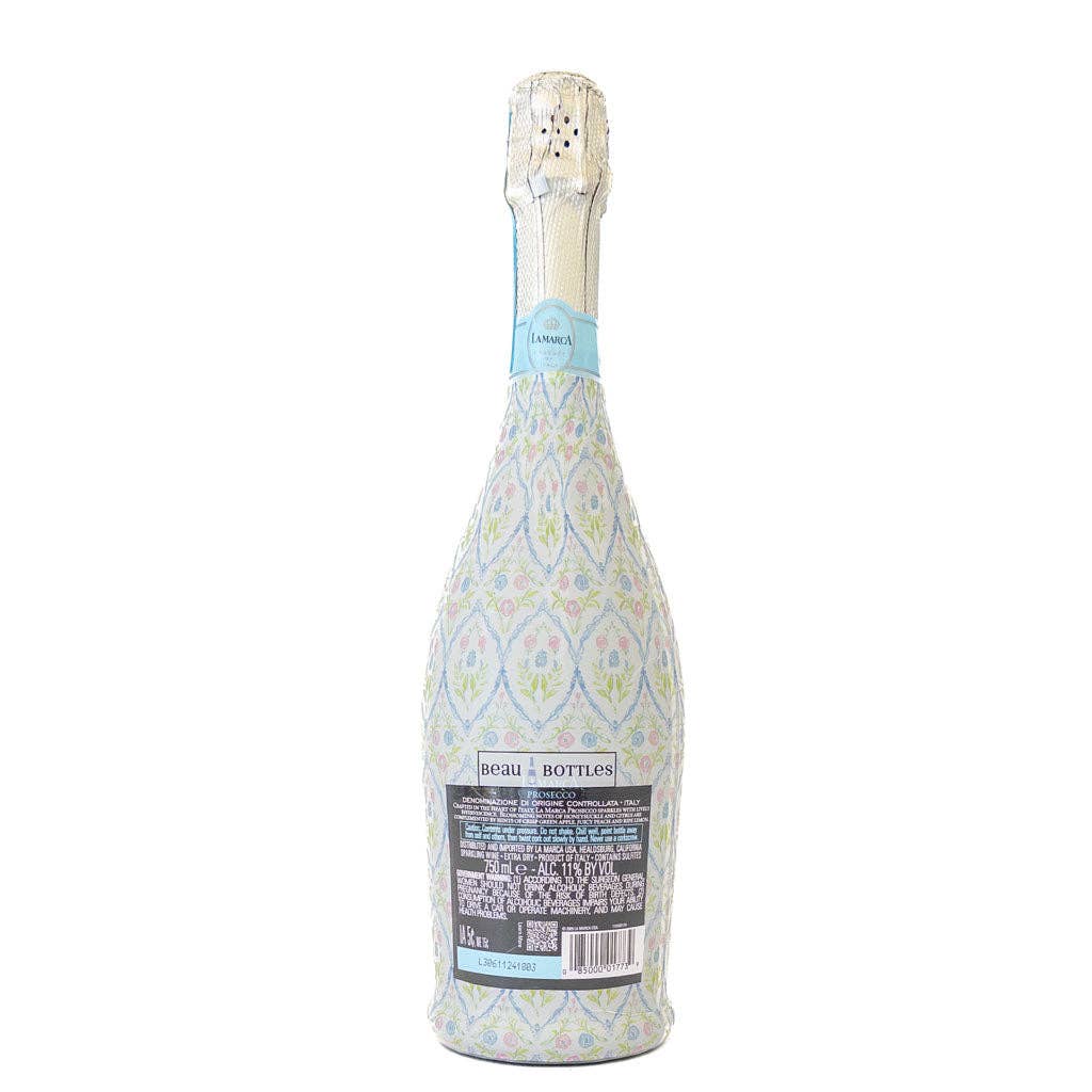 Beau Bottles - Wholesale Wine Gift Bag - Beau Bottles Wrap Grandmillienial Floral Medallion - Prosecco Collection3