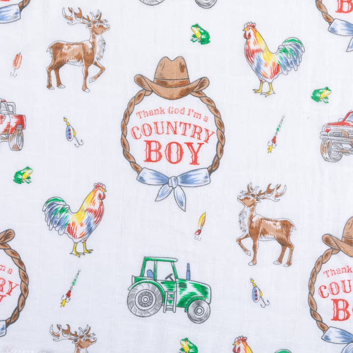 Little Hometown - Wholesale Burp Cloth Set - Baby - Country Boy 2 in 1 Burp Cloth and Bib Combo