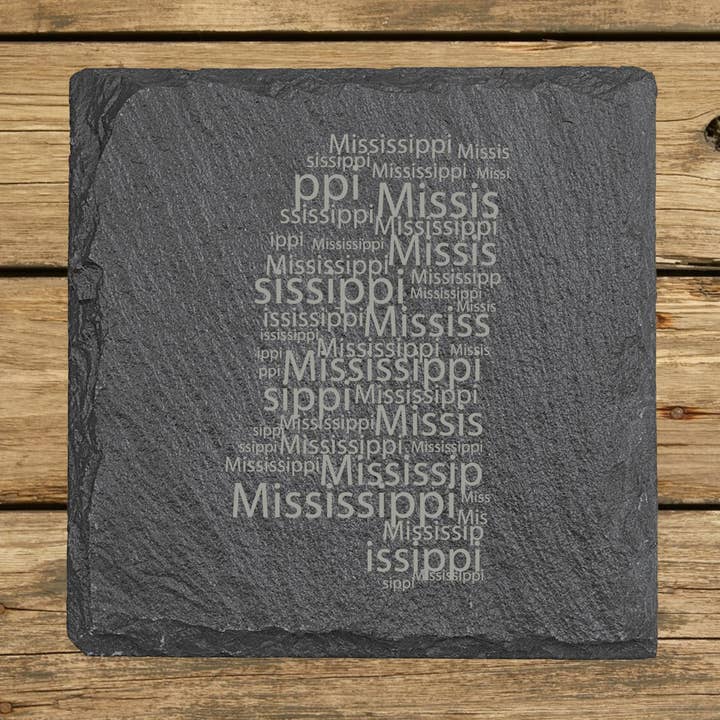Dessous de verre en ardoise du Mississippi - 16 modèles, 4" Carré/Rond pour la vente par Beach, Cats & Wine