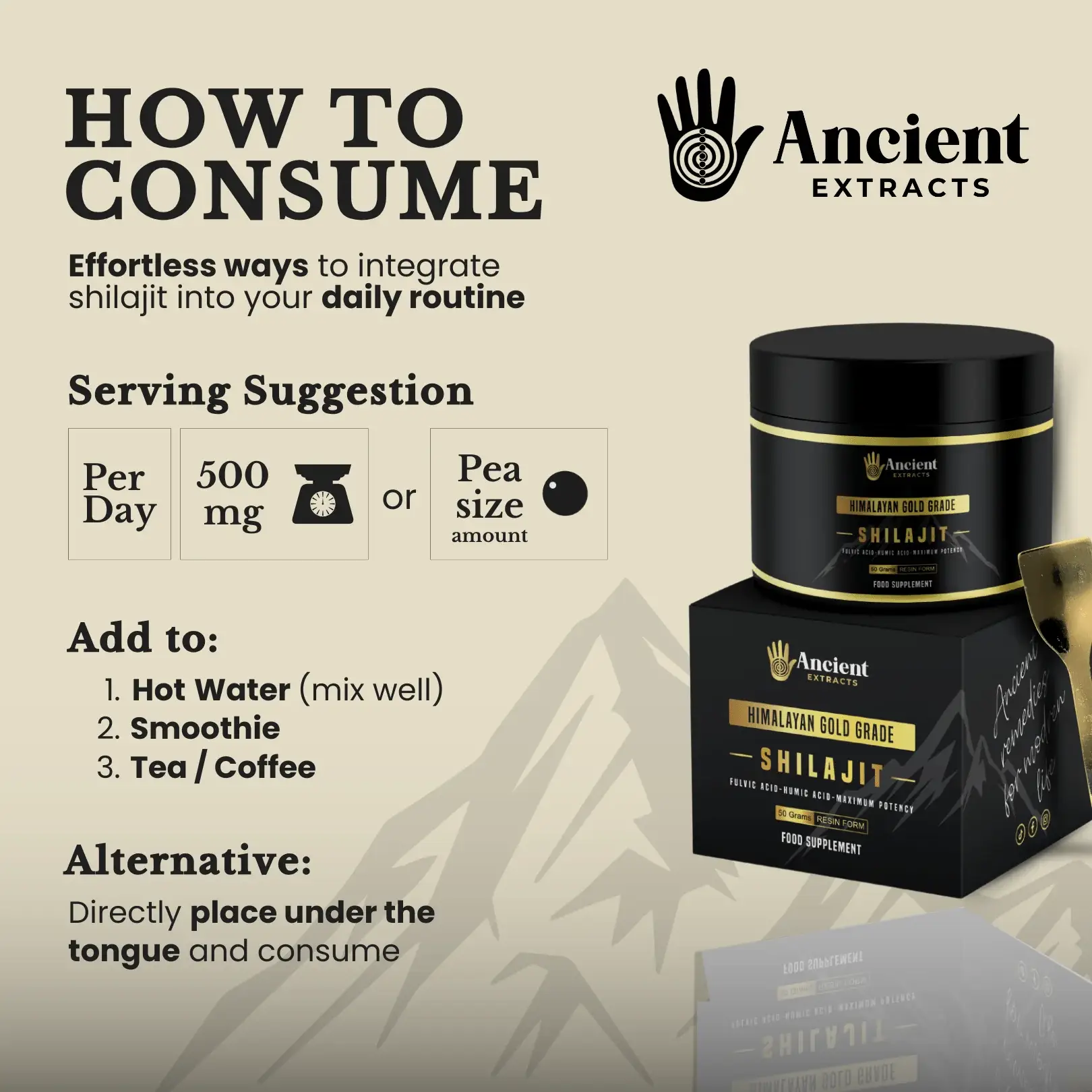 Ancient Extracts Ltd – wholesale Protein/superfood powder – Shilajit Pair - Organic Resin and Powder - 80% Fulvic Acid3