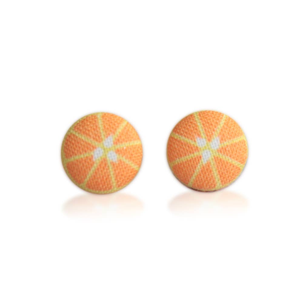 Rachel O's - Wholesale Stud/Post Earrings - Orange Slice Fabric Button Earrings4