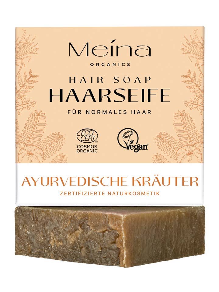 Haarseife mit ayurvedischen Kräutern für den Großhandel von Meina Organics