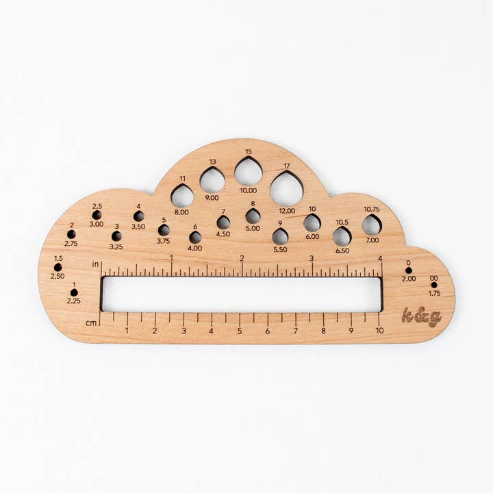 Ferramenta de Medição de Agulhas de Tricô em Forma de Nuvem de 4" por atacado de Knit & Gather
