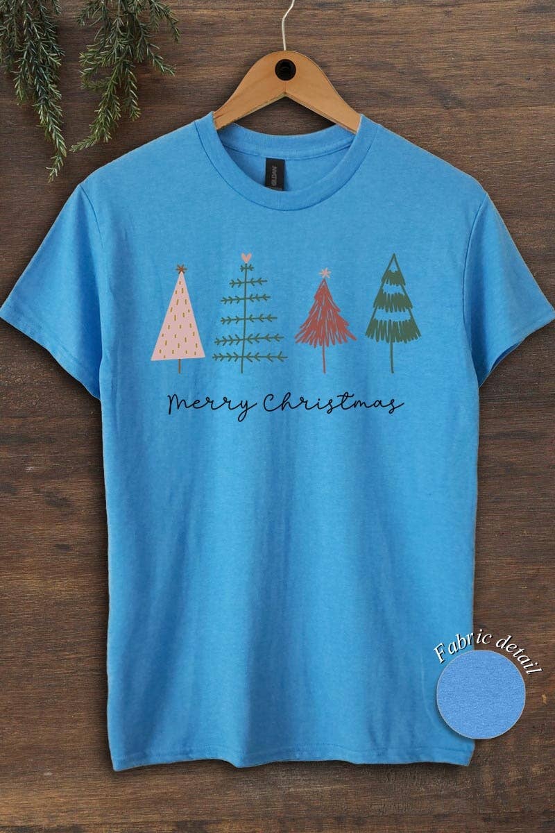 COLORBEAR – Großhandel T-Shirt (Grafikdruck) – Unisex – Schweres Baumwoll-T-Shirt mit Motiv „Merry Christmas Trees“5