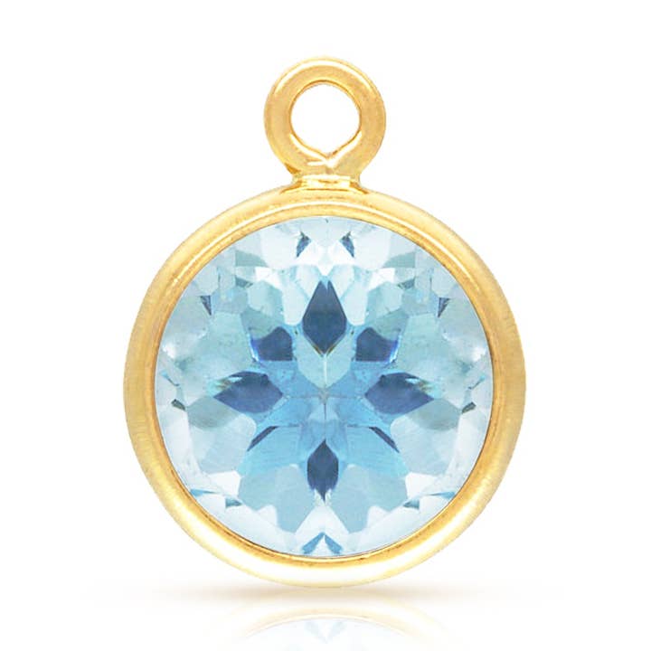 14Kt Gold Filled 6mm Sky Blue Topaz Gemstone Bezel Drop - 1pc for wholesale by Plazko