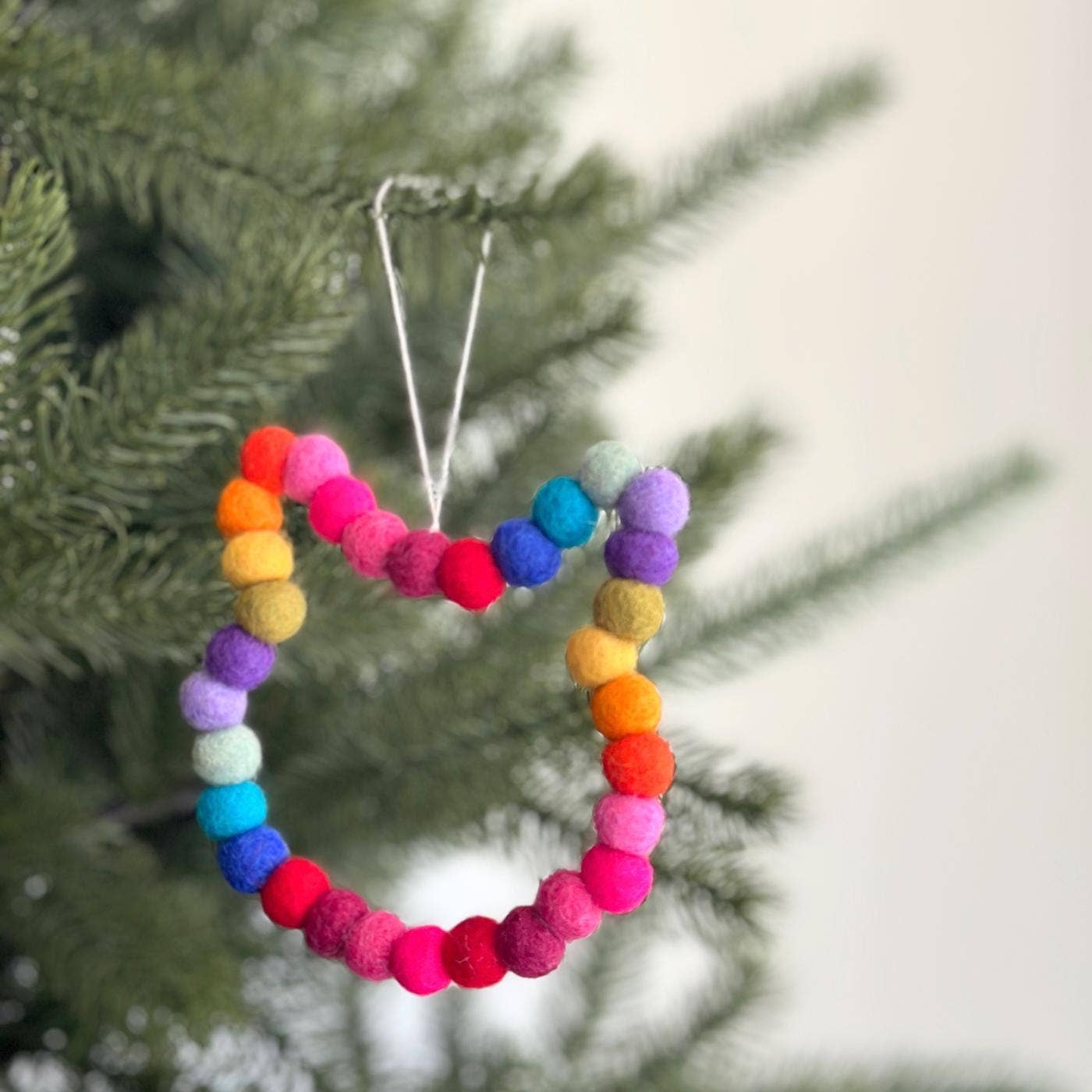 Ganapati - Wholesale Ornament - Felt Mini Pompom Love Wreath Ornament1