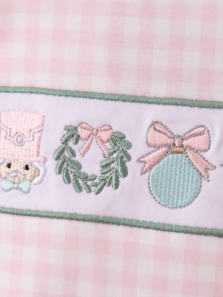 Mom & Co. - Wholesale Sleepwear Set - Kids - Pink nutcracker embroidery gingham pajama set1