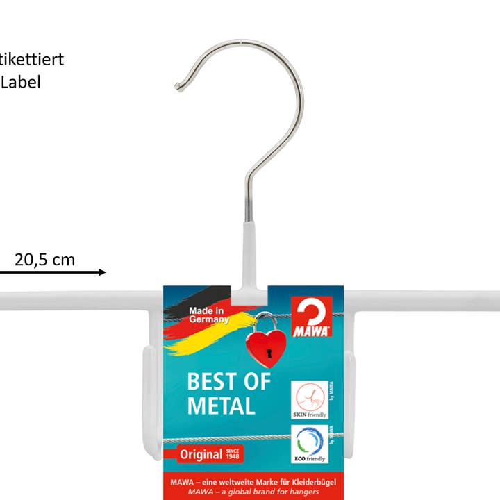Hanger Belt GH with label, white, 20.5 cm for wholesale by MAWA