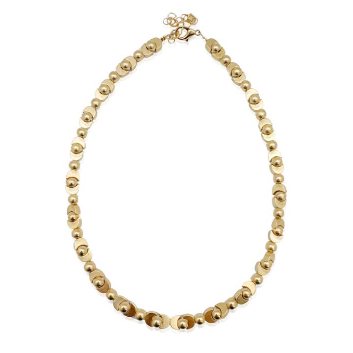 N2026-Short plated beads necklace for wholesale by Niv Jewelry