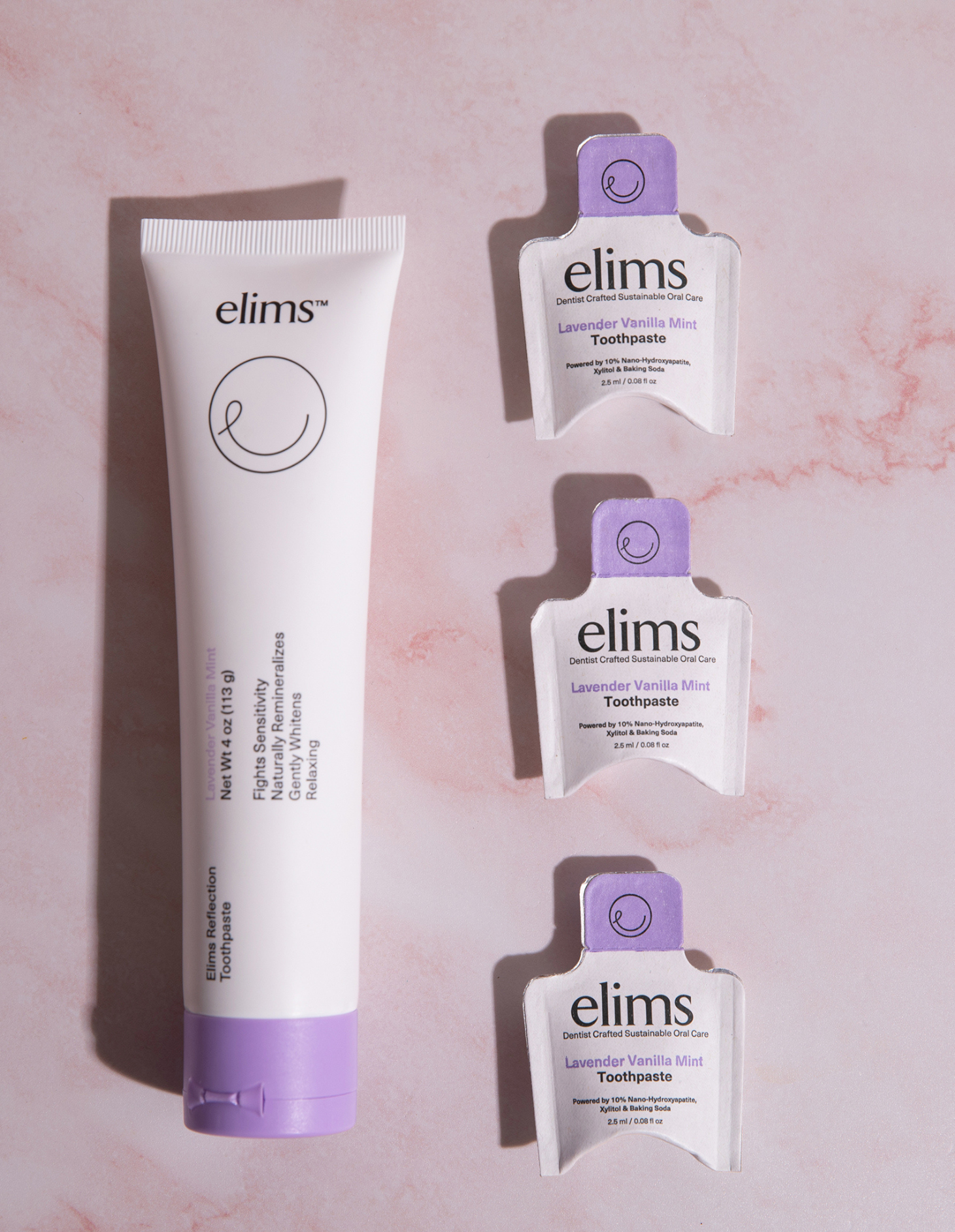ELIMS – Großhandel Zahnpasta – Reflection-Zahnpasta in Lavendel-Vanille-Minze — Mini-Probepackungen (50er-Pack)2