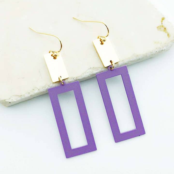 Lavendel Rechteckige Platten-Ohrringe für den Großhandel auf Faire0