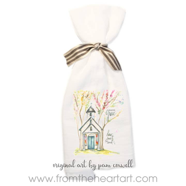 Amazing Grace Chapel - Serviettes en sac de farine de 28 po x 29 po pour la vente par From The Heart Art