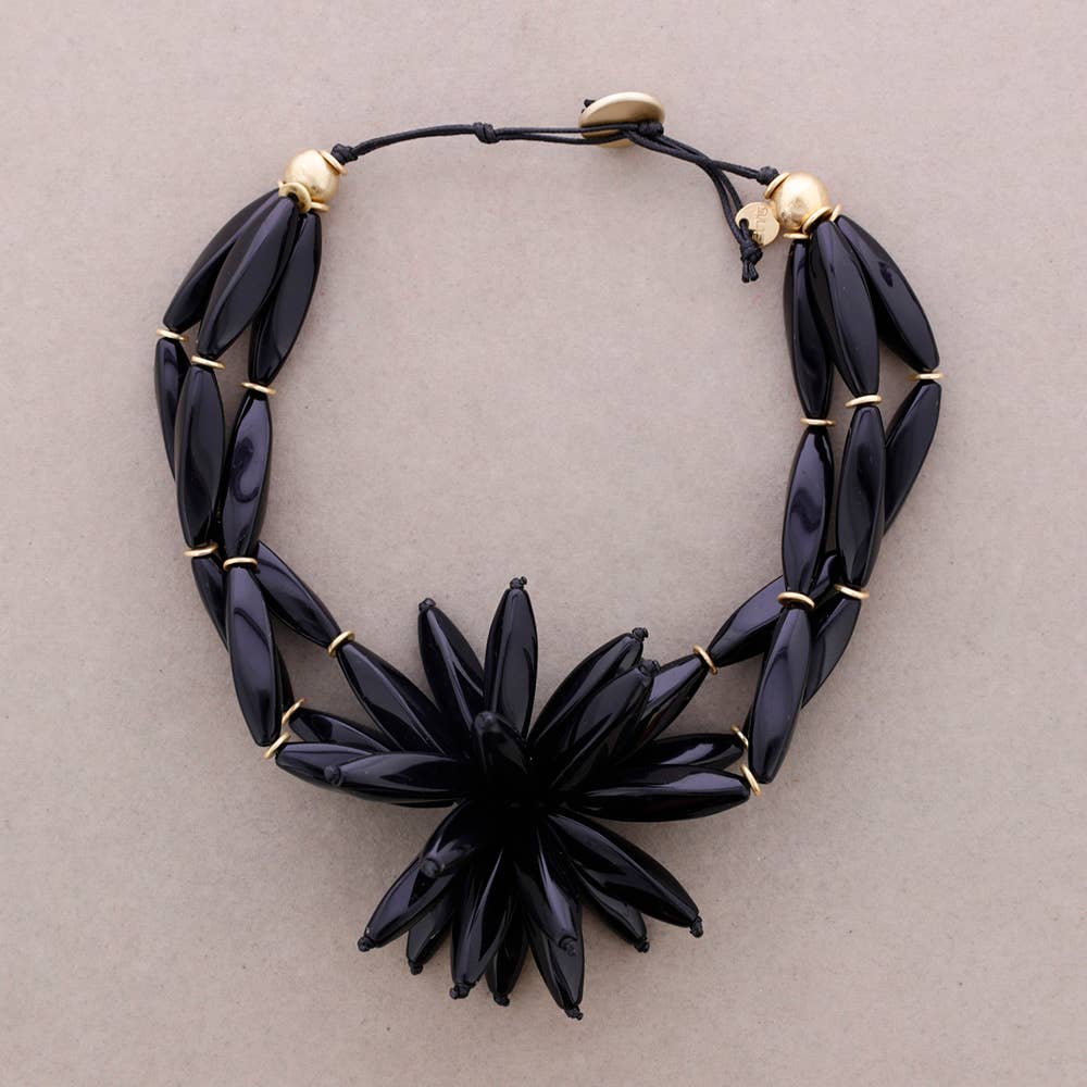 Sonata - Wholesale Snap Jewelry - Triple Choker Beads Resin Flower0
