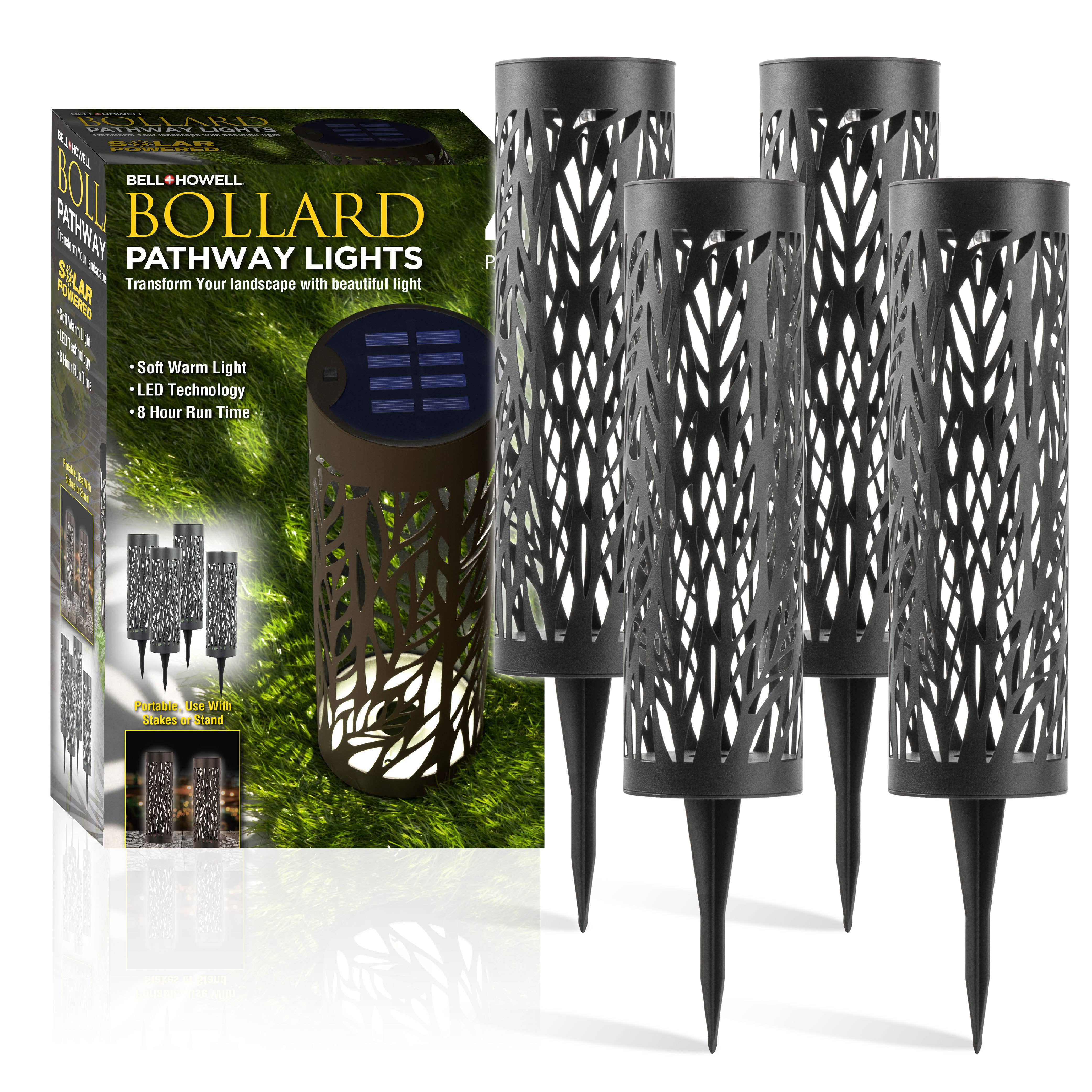 Gotham Steel/Granitestone - Wholesale Outdoor/Lawn Light - 4 -Pack Bollard Solar LED Outdoor Pathway Lights3