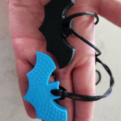 Senso Minds - Wholesale Fidget Toy - Kids - Sensory Bat Necklace - Chewelry 4 Pack (BONUS Pencil Topper)