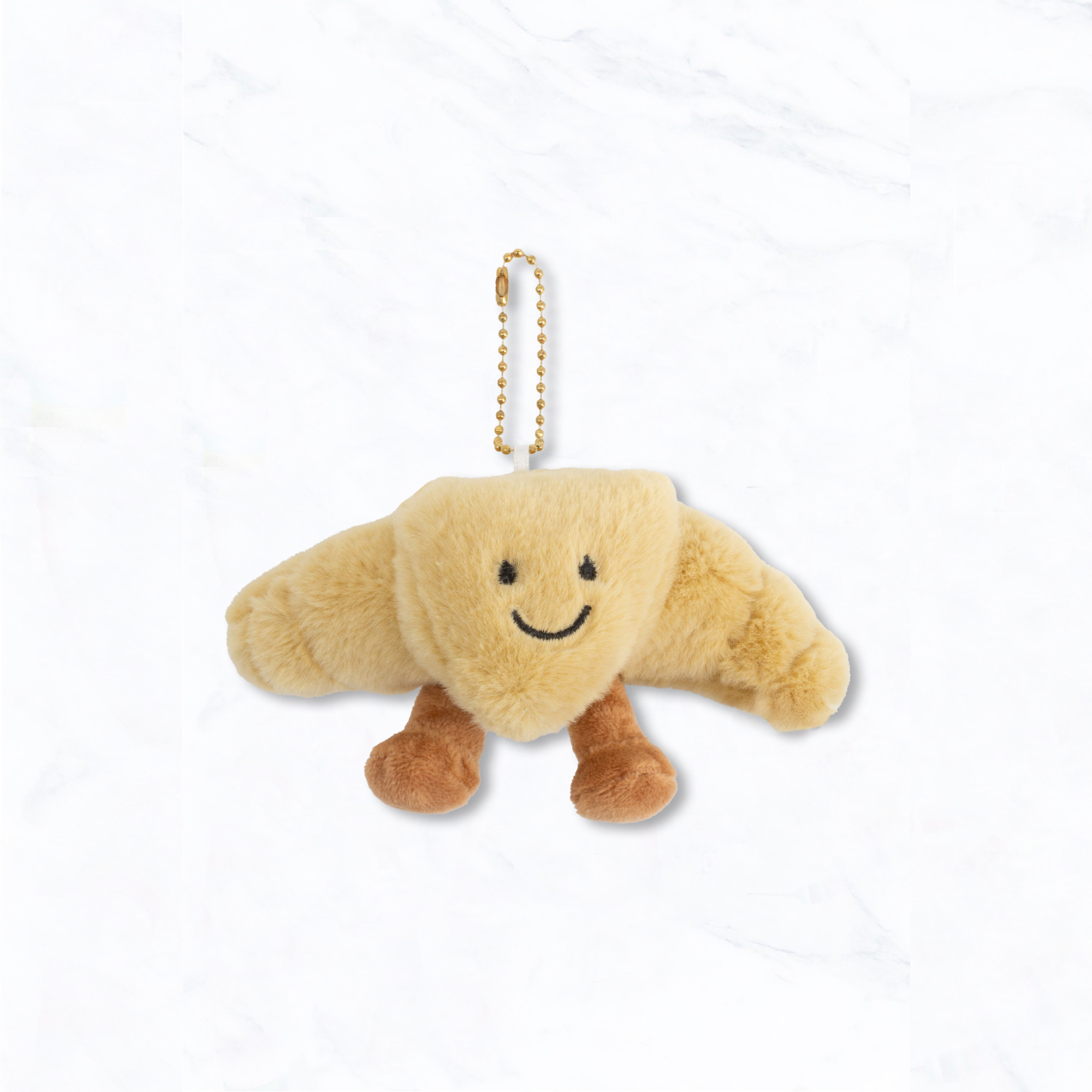 Suzie Q USA - Wholesale Keychain – Women's - Smiley Croissant Plush Keychain0