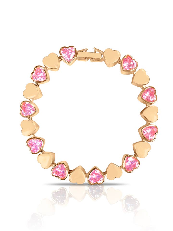 Moet Heart Tennis Bracelet - Pink for wholesale by House of Jewels Miami