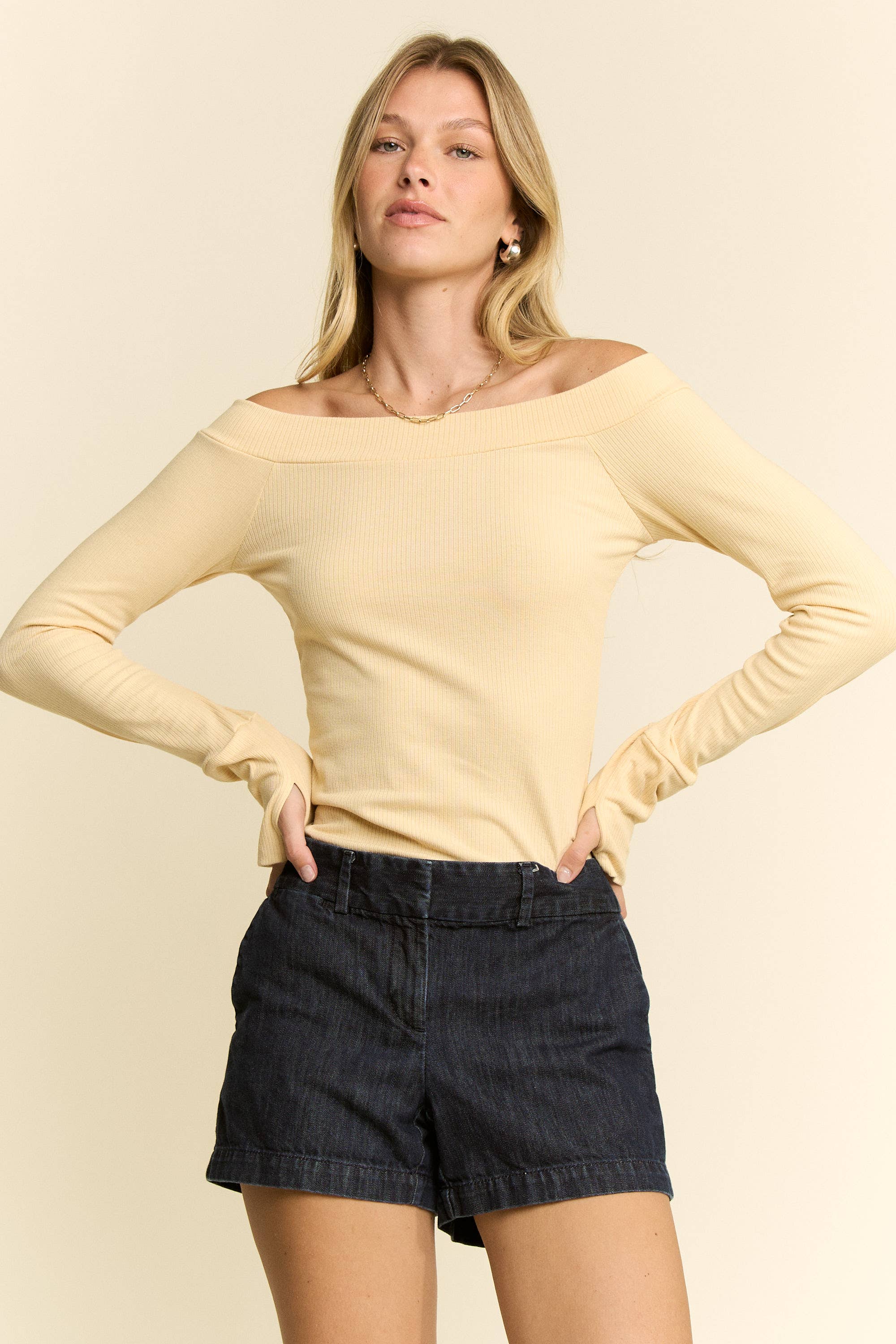 JADE BY JANE - Wholesale Knit Top - Women's - Solid Ribbed Off Shoulder Top14