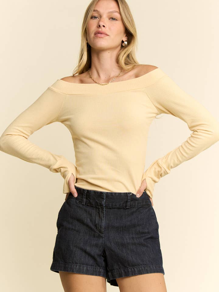 JADE BY JANE - Wholesale Knit Top - Women's - Solid Ribbed Off Shoulder Top14
