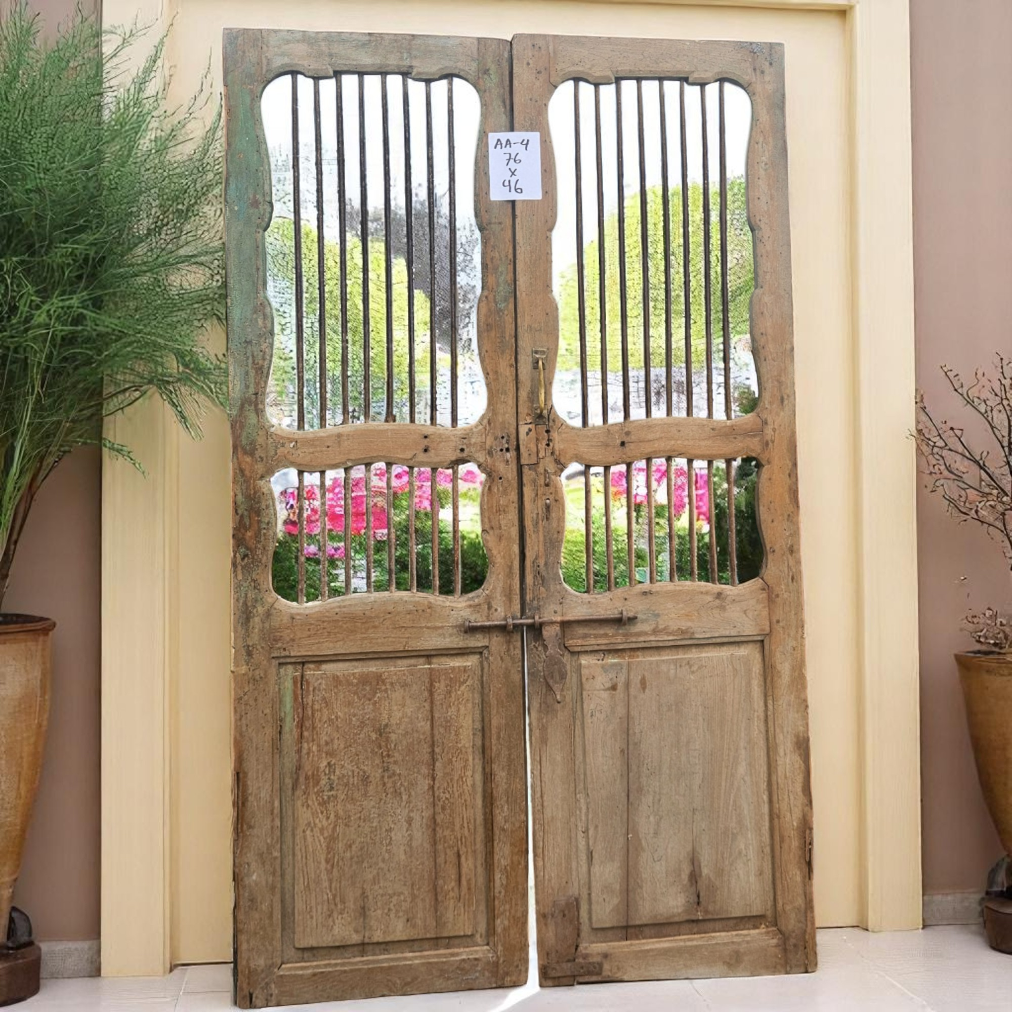 Wilco Home - Wholesale Wall Accent - One-of-a-kind Vintage Solid Wood Doors with Iron Protectors8