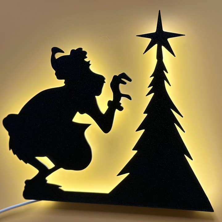 Festive USB Dimmer Light with Grinch Silhouette for Christmas Decor for wholesale by <3 Studio