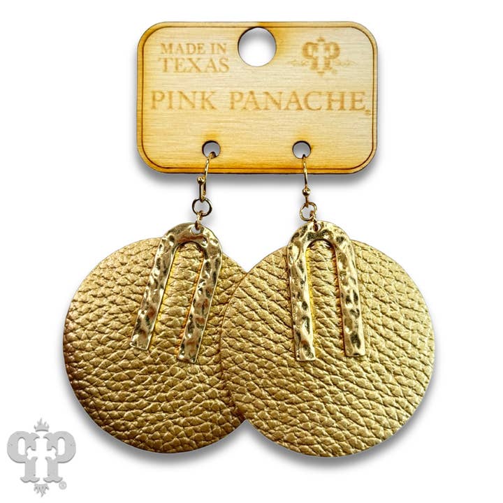 Pink Panache Brands - Wholesale Dangle Earrings - Pebbled leather circle earring - LC6
