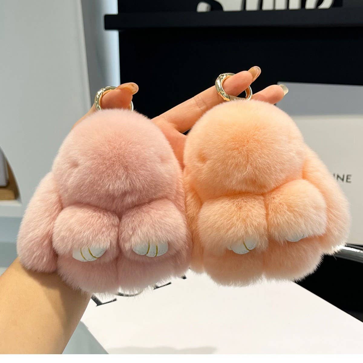 ACCITY - Wholesale Keychain - Unisex - NEW MINI CUTE PLUSH BUNNY CAR KEYCHAIN PENDANT_CWMM244819