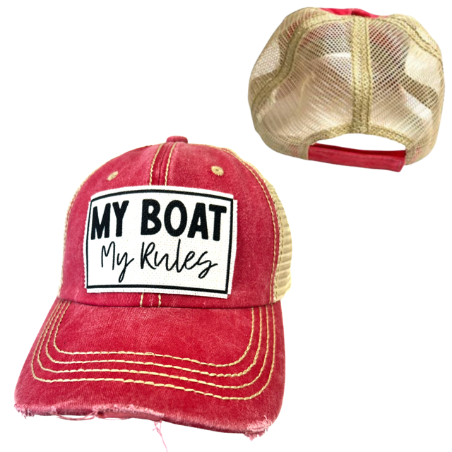 dkhandmade - Wholesale Trucker Hat - Unisex - MY BOAT MY RULES | DISTRESSED | UNISEX HAT8