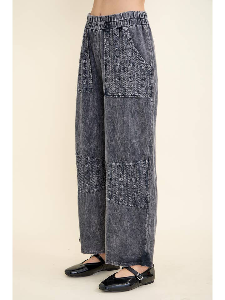 J.Her - Wholesale Pants - Women's - Mineral Wash Eyelet Pocket Straight Pants HP58127