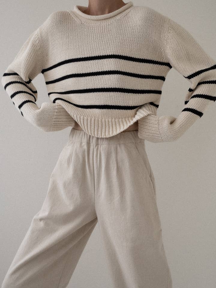 LAUDE the Label - Wholesale Knit Sweater - Women's - Cropped Field Sweater - Stripe
