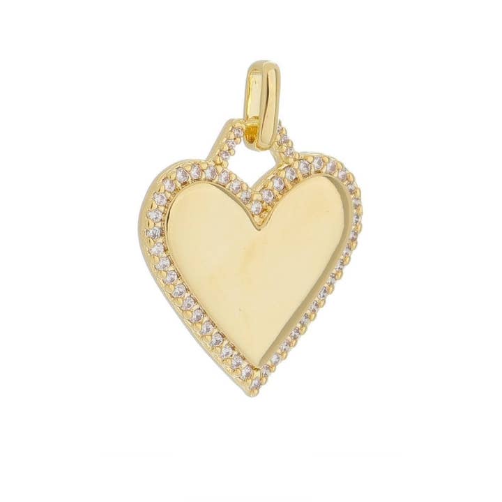 GoldFi - Wholesale Individual Charm/Pendant - 18k GoldFilled Heart Pendant With Cubic Zirconia Around