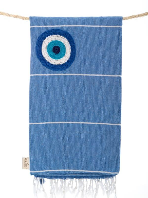 STRANDTUCH SAMOTHRAKI HIMMELBLAU MATI-MOTIV für den Großhandel von AELIA ANNA